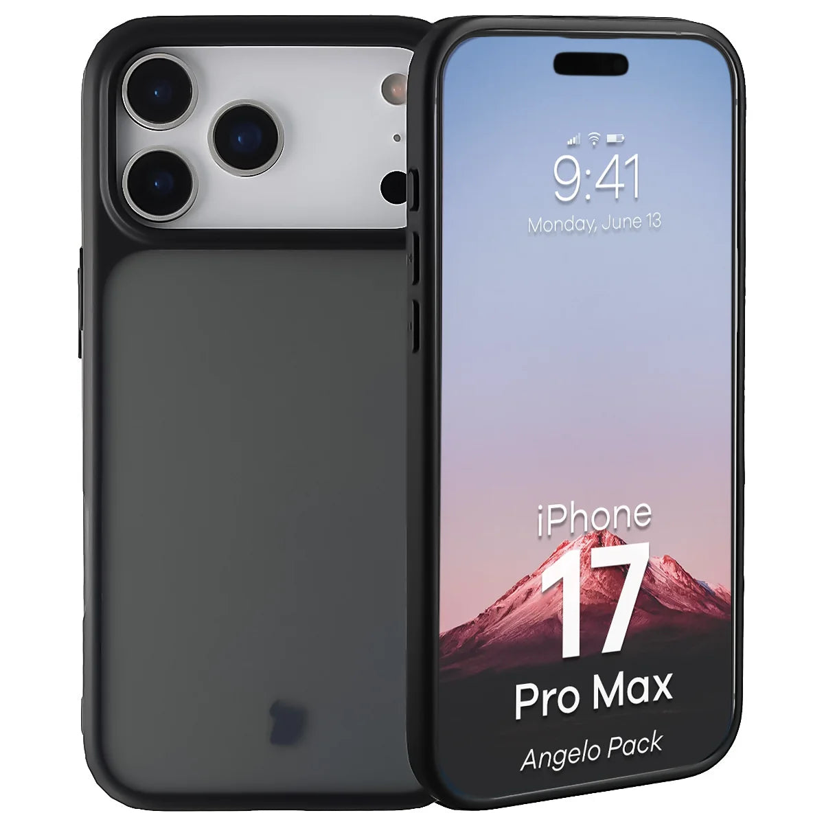 Schutzhülle + gehärtetem Glas für iPhone 17 Pro Max, Bizon Angelo Pack, Getönte mit schwarzem Rahmen