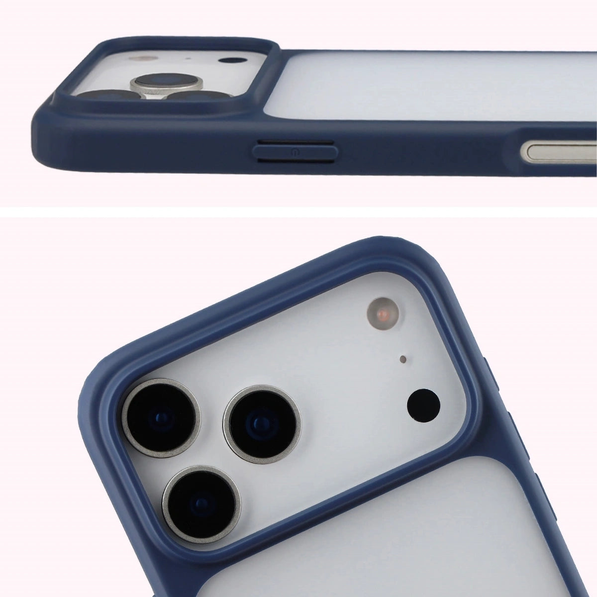 Schutzhülle + gehärtetem Glas für iPhone 17 Pro Max, Bizon Angelo Pack, Semitransparent mit orangefarbenem Rahmen