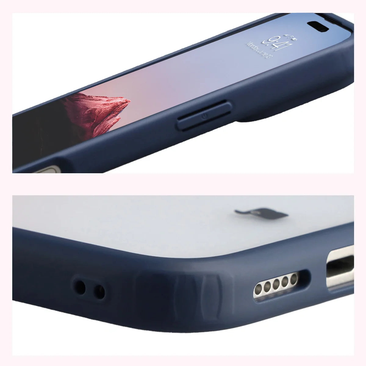 Schutzhülle + gehärtetem Glas für iPhone 17 Pro Max, Bizon Angelo Pack, Semitransparent mit orangefarbenem Rahmen