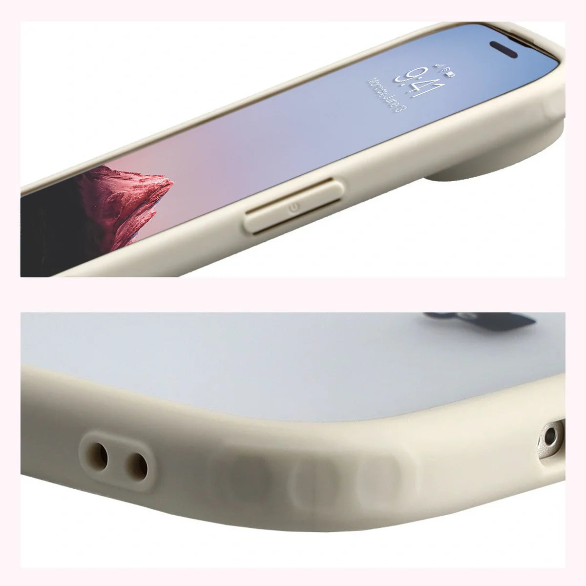 Schutzhülle + gehärtetem Glas für iPhone Air, Bizon Angelo Pack, Semitransparent mit beigem Rahmen
