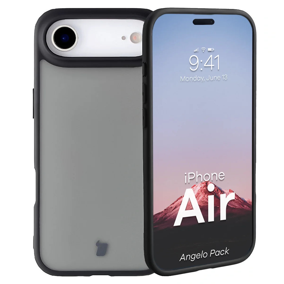 Schutzhülle + gehärtetem Glas für iPhone Air, Bizon Angelo Pack, Getönte mit schwarzem Rahmen
