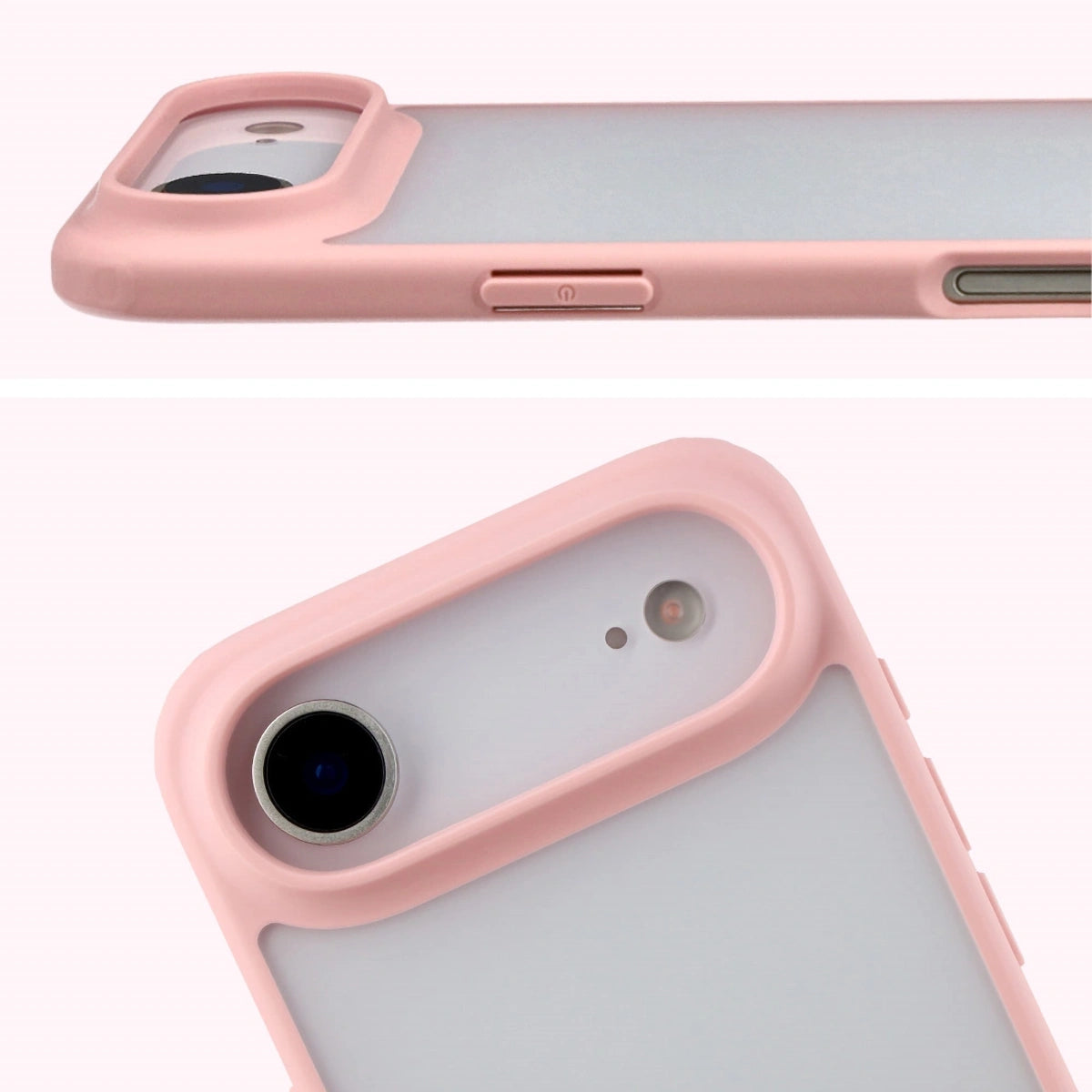 Schutzhülle + gehärtetem Glas für iPhone Air, Bizon Angelo Pack, Semitransparent mit hellrosem Rahmen