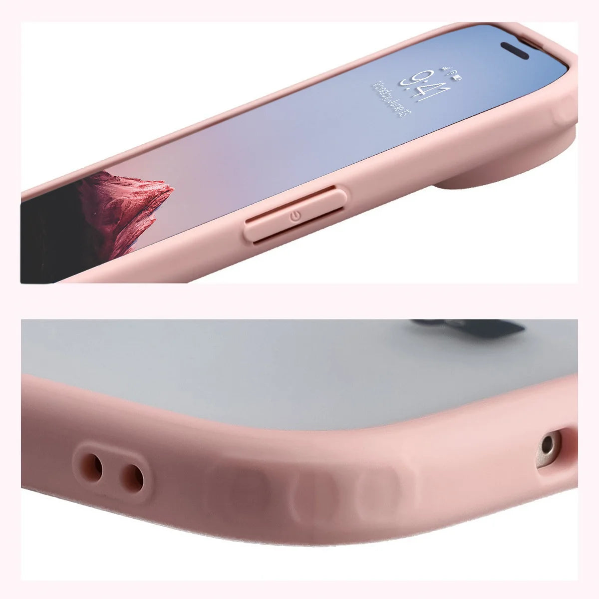 Schutzhülle + gehärtetem Glas für iPhone Air, Bizon Angelo Pack, Semitransparent mit hellrosem Rahmen