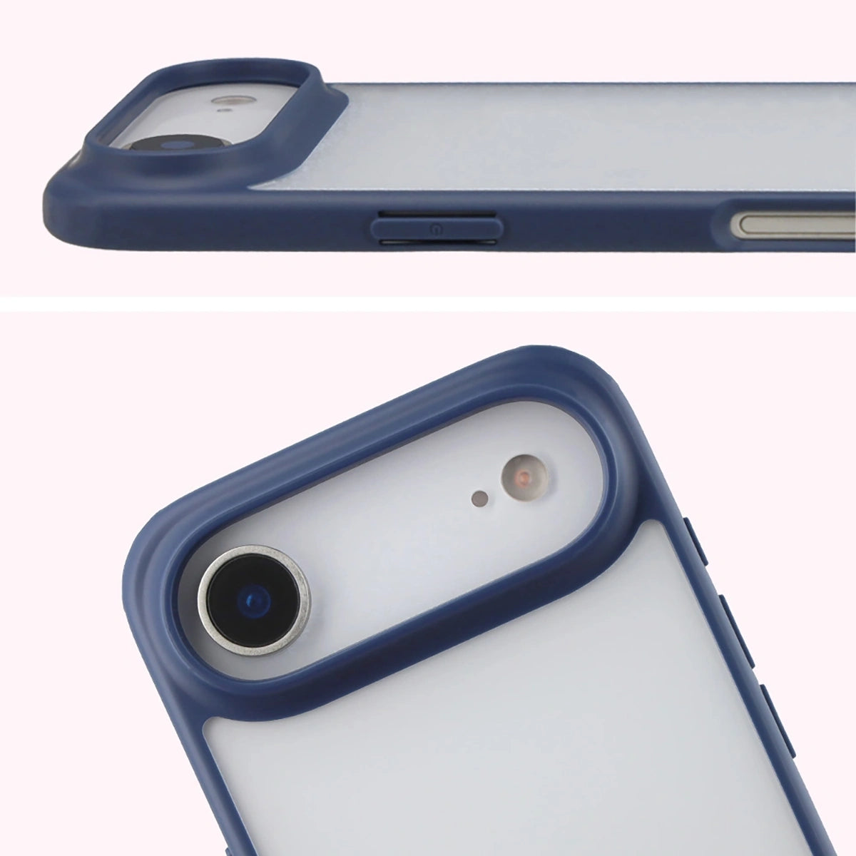 Schutzhülle + gehärtetem Glas für iPhone Air, Bizon Angelo Pack, Semitransparent mit dunkelblauem Rahmen