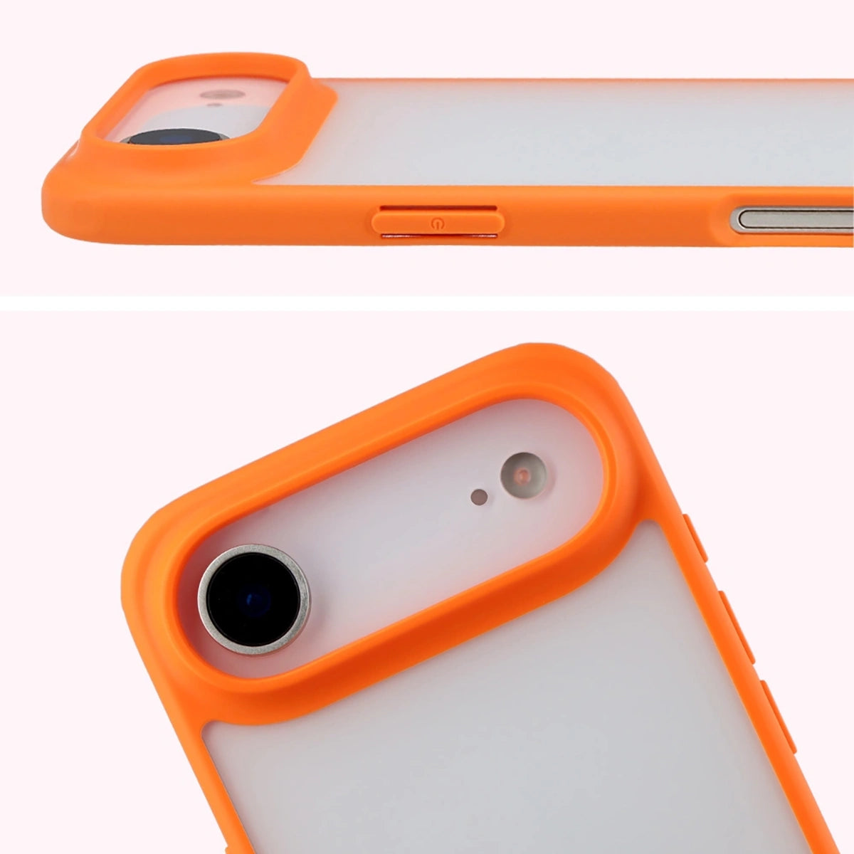 Schutzhülle + gehärtetem Glas für iPhone Air, Bizon Angelo Pack, Semitransparent mit orangefarbenem Rahmen
