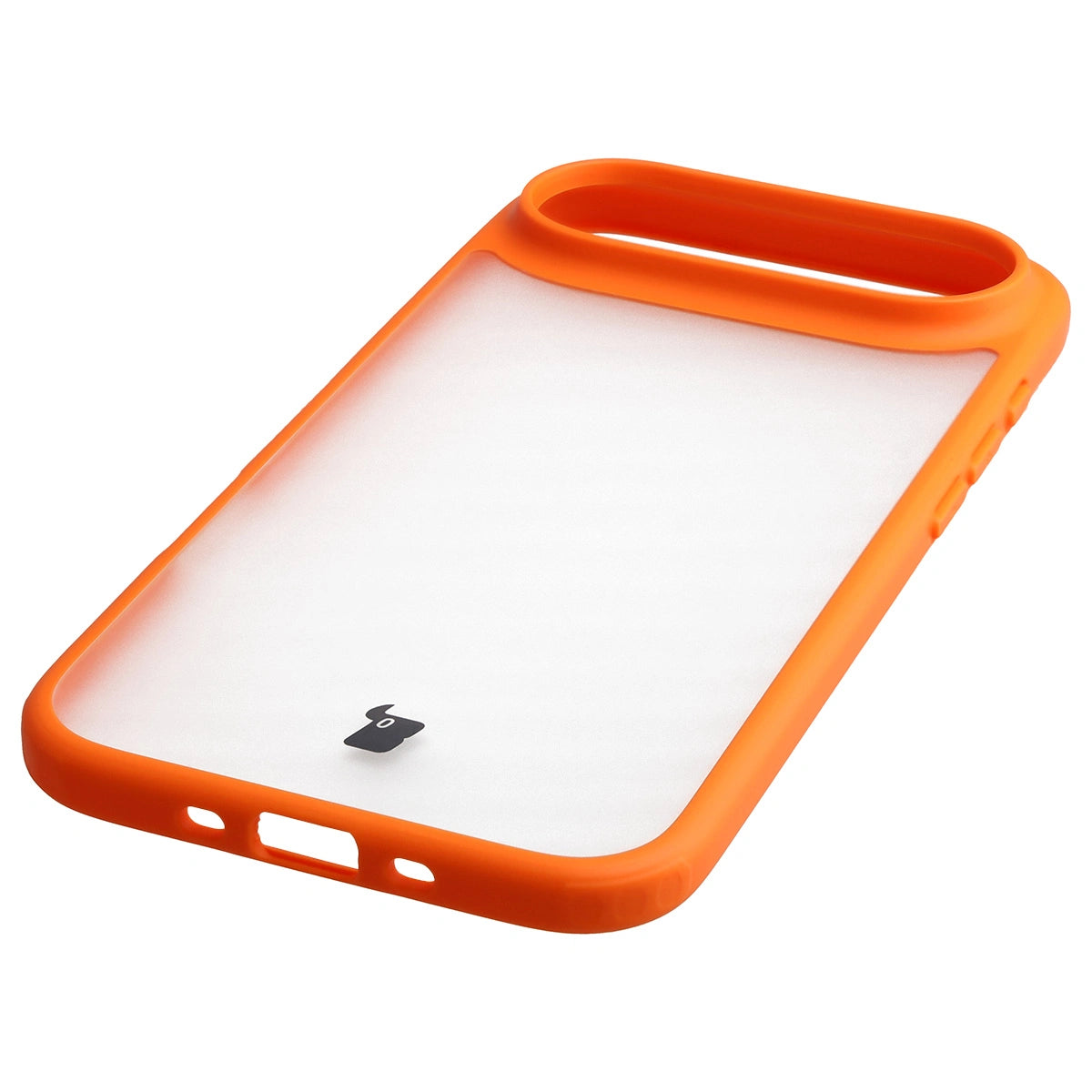 Schutzhülle + gehärtetem Glas für iPhone Air, Bizon Angelo Pack, Semitransparent mit orangefarbenem Rahmen