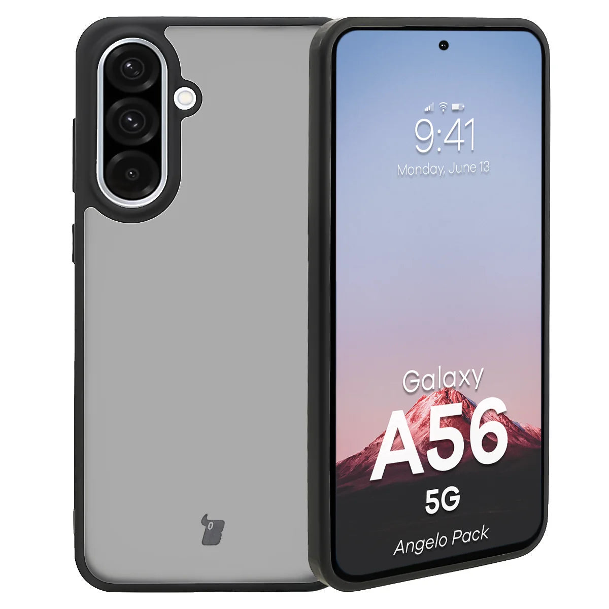 Schutzhülle + gehärtetem Glas für Galaxy A56 5G, Bizon Angelo Pack, Getönte mit schwarzem Rahmen
