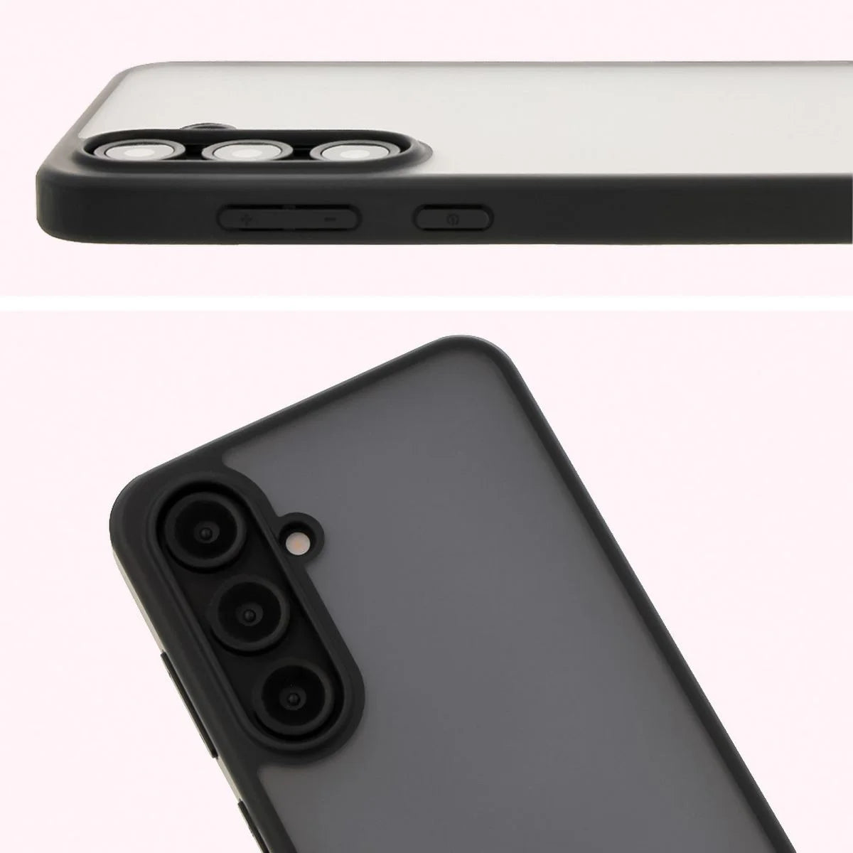 Schutzhülle + gehärtetem Glas für Galaxy S24 FE, Bizon Angelo Pack, Getönte mit schwarzem Rahmen