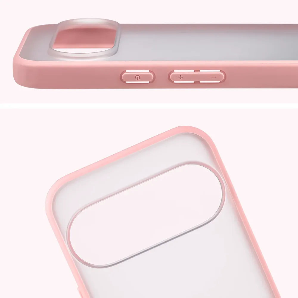 Schutzhülle + gehärtetem Glas für Google Pixel 11 / 11 Pro / 10 / 10 Pro, Bizon Angelo Pack, Semitransparent mit hellrosem Rahmen (4/8)