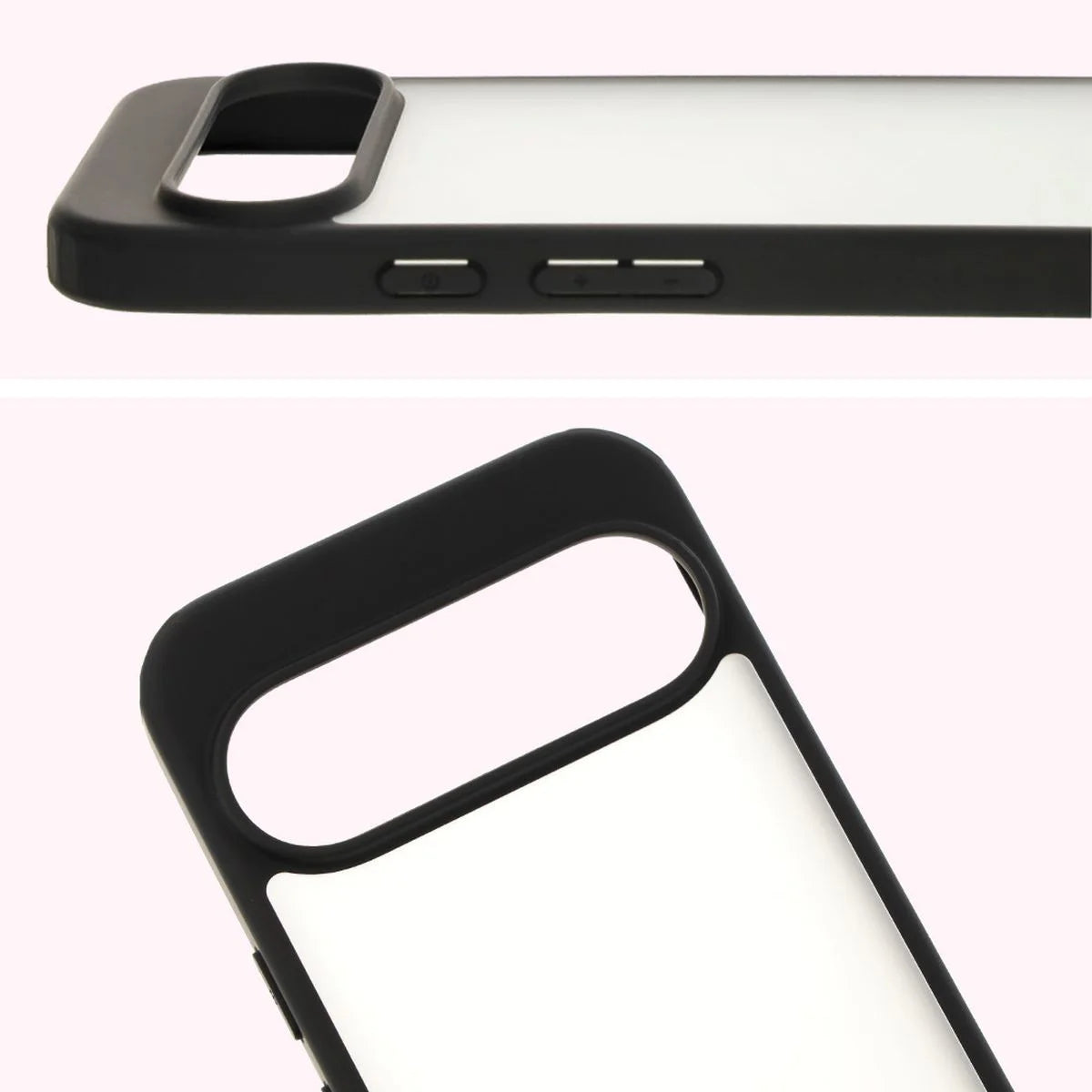 Schutzhülle + gehärtetem Glas Bizon Angelo Pack für Google Pixel 9 / 9 Pro, Getönte mit schwarzem Rahmen