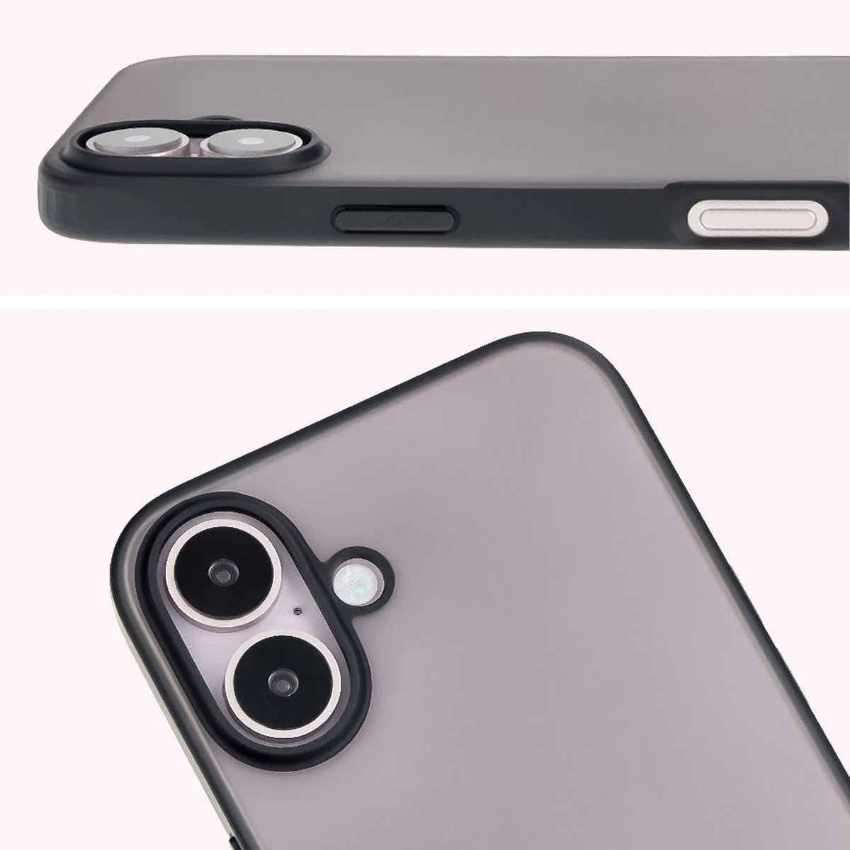 Schutzhülle + gehärtetem Glas für iPhone 16, Bizon Angelo Pack, Getönte mit schwarzem Rahmen