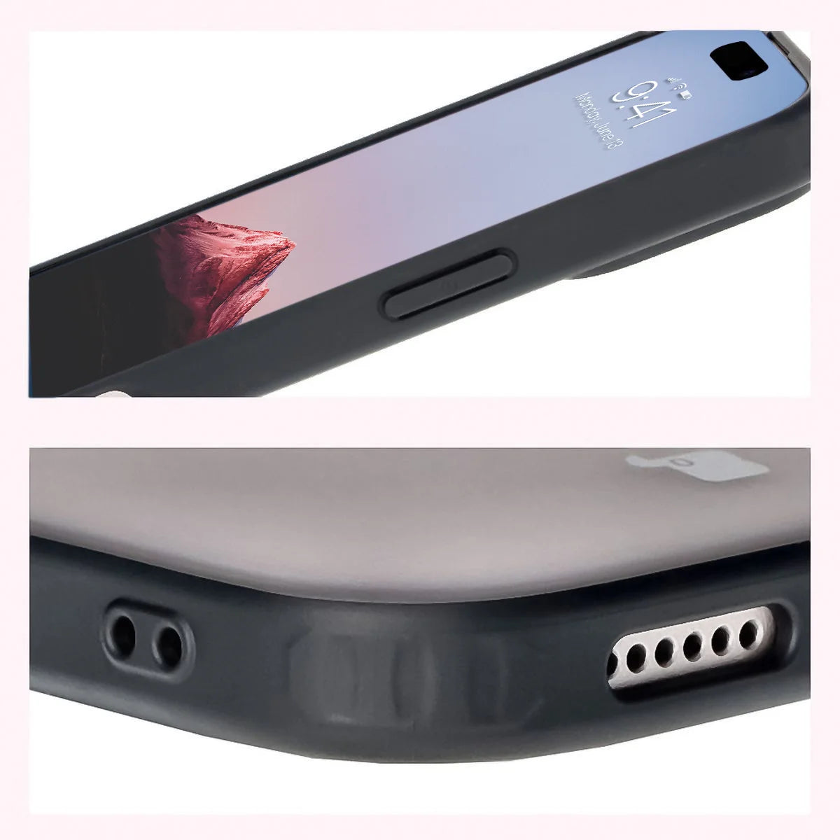 Schutzhülle + gehärtetem Glas für iPhone 16, Bizon Angelo Pack, Getönte mit schwarzem Rahmen
