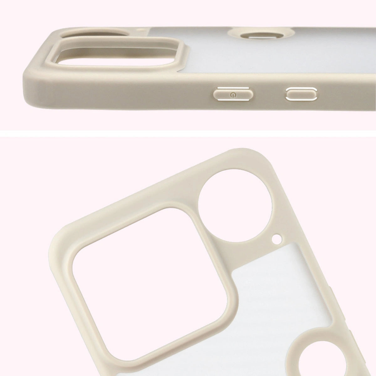 Schutzhülle + gehärtetem Glas für Nothing Phone (3), Bizon Angelo Pack, Semitransparent mit beigem Rahmen
