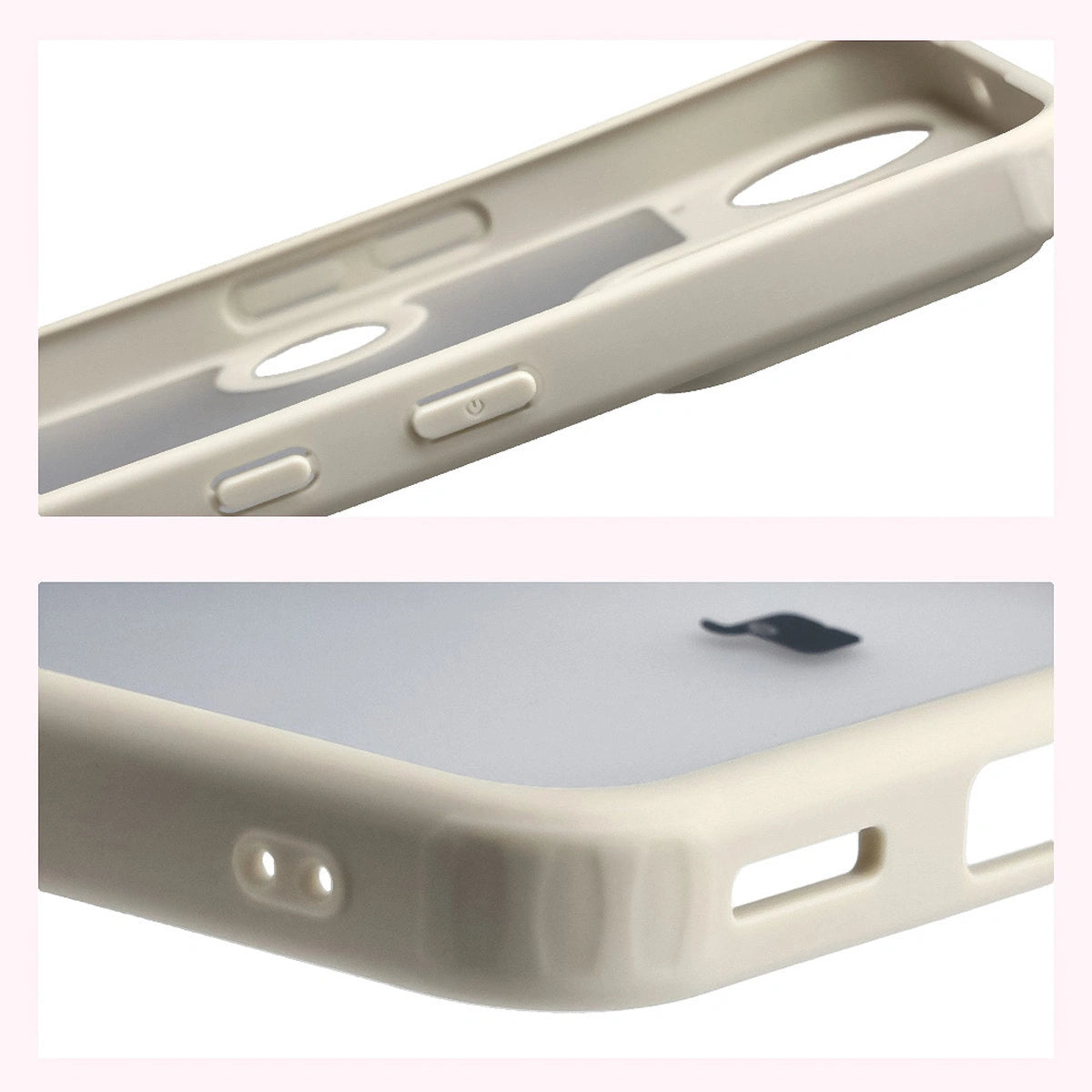 Schutzhülle + gehärtetem Glas für Nothing Phone (3), Bizon Angelo Pack, Semitransparent mit beigem Rahmen