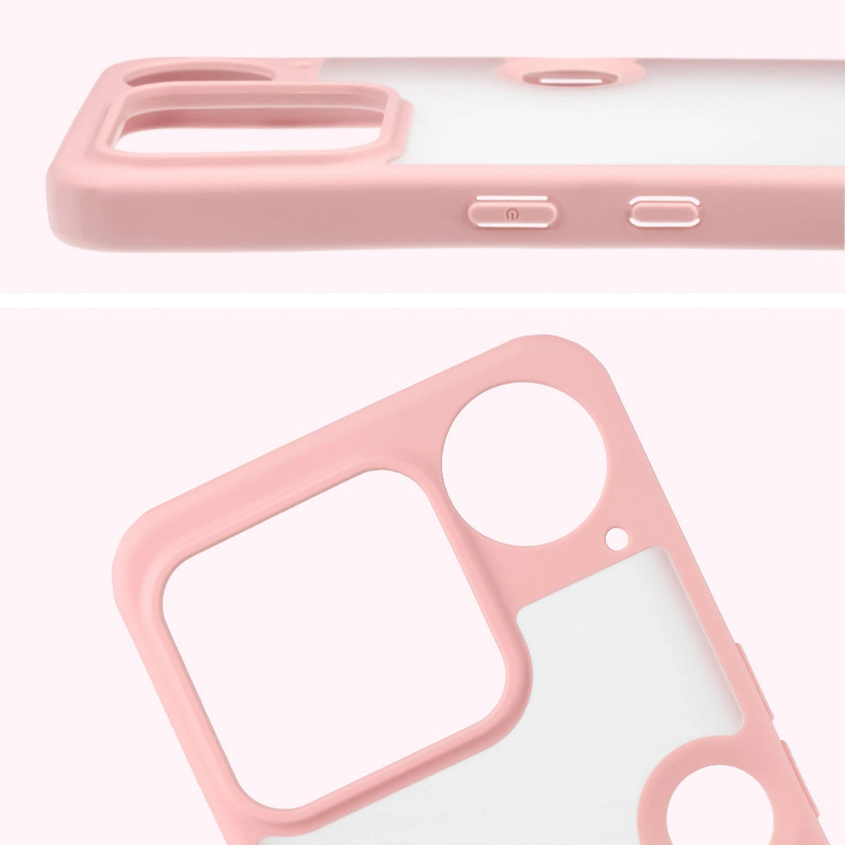 Schutzhülle + gehärtetem Glas für Nothing Phone (3), Bizon Angelo Pack, Semitransparent mit hellrosem Rahmen