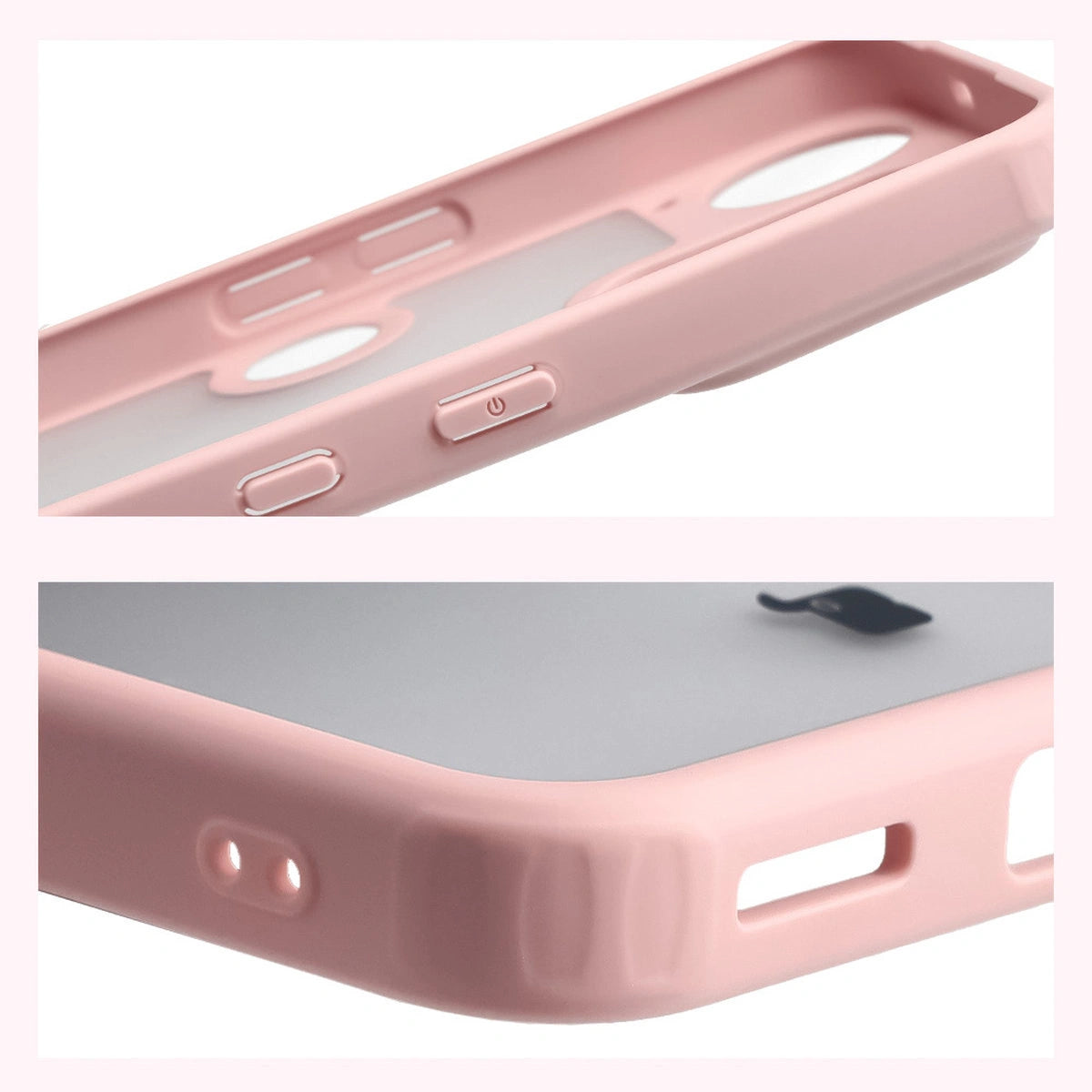 Schutzhülle + gehärtetem Glas für Nothing Phone (3), Bizon Angelo Pack, Semitransparent mit hellrosem Rahmen