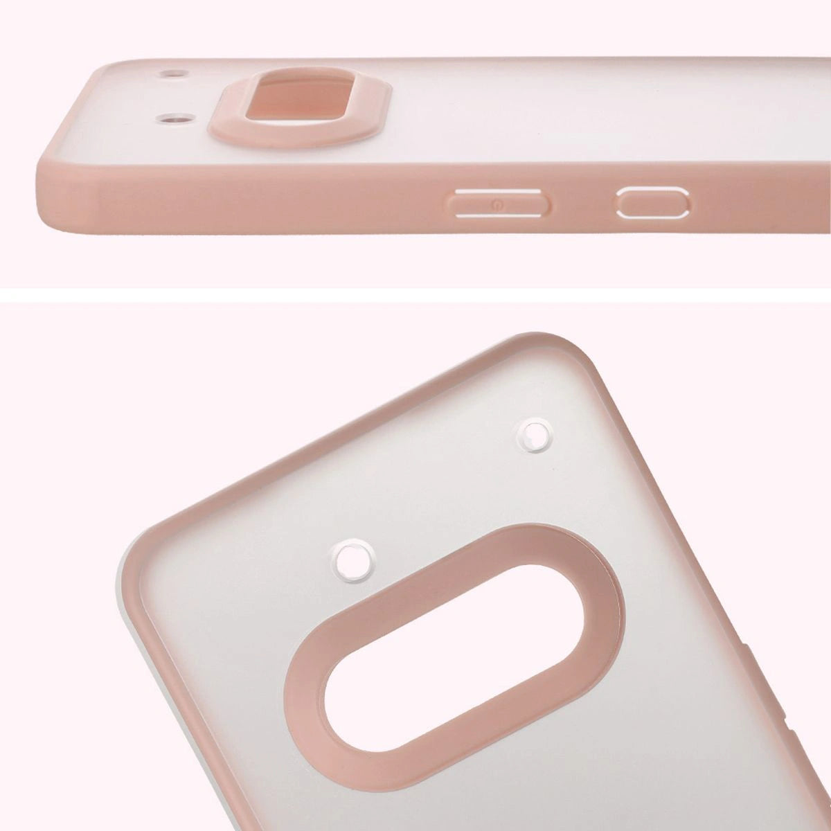 Schutzhülle + gehärtetem Glas für Nothing Phone (3a), Bizon Angelo Pack, Semitransparent mit rosem Rahmen