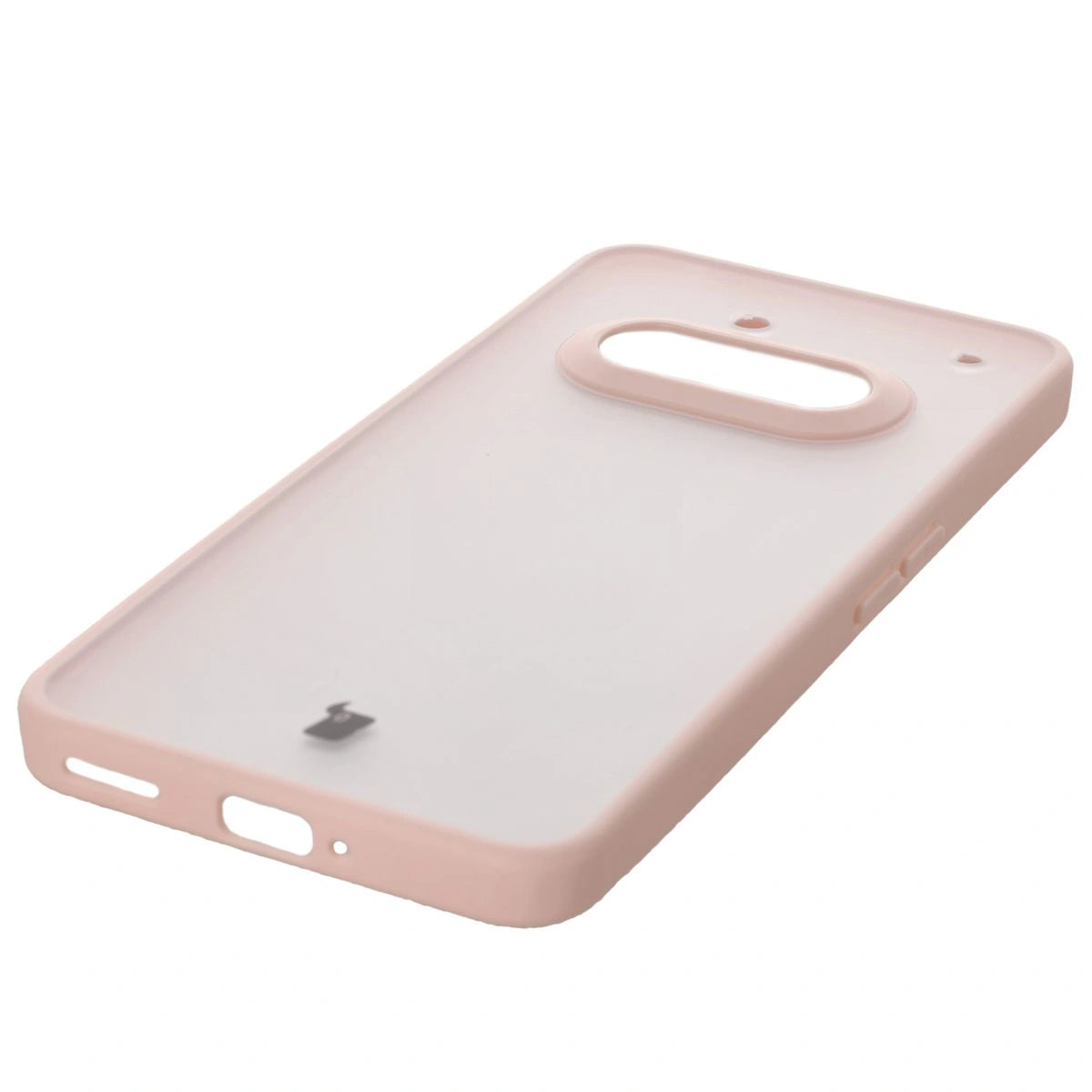 Schutzhülle + gehärtetem Glas für Nothing Phone (3a), Bizon Angelo Pack, Semitransparent mit rosem Rahmen