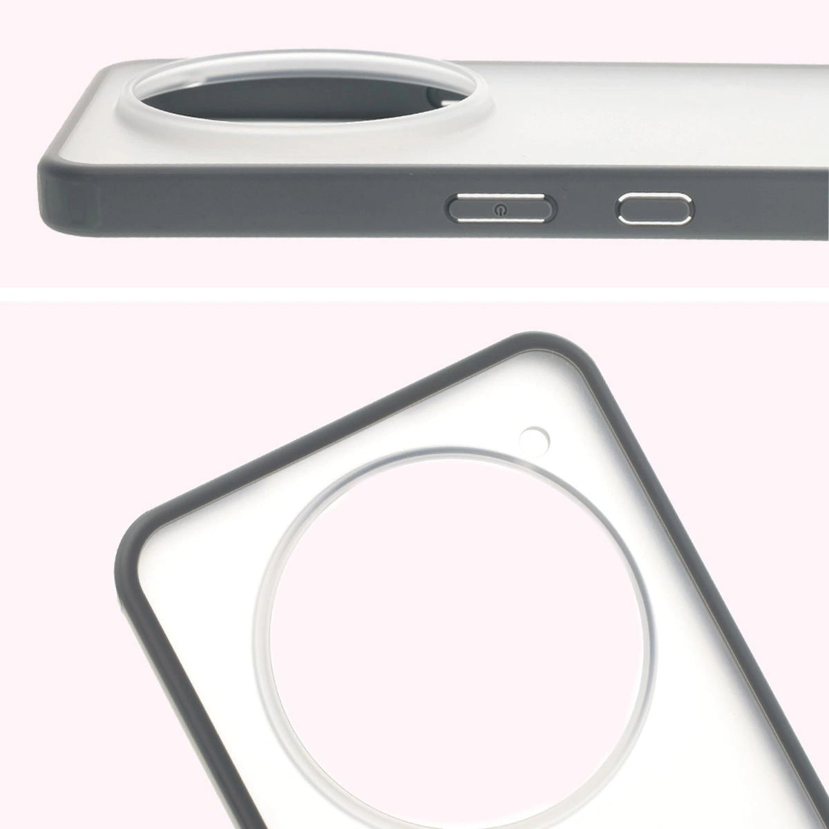 Schutzhülle + gehärtetem Glas für Nothing Phone (3a) Pro, Bizon Angelo Pack, Semitransparent mit grauem Rahmen