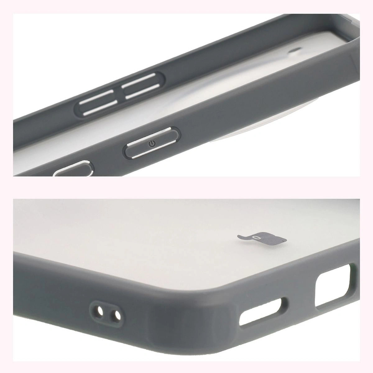 Schutzhülle + gehärtetem Glas für Nothing Phone (3a) Pro, Bizon Angelo Pack, Semitransparent mit grauem Rahmen
