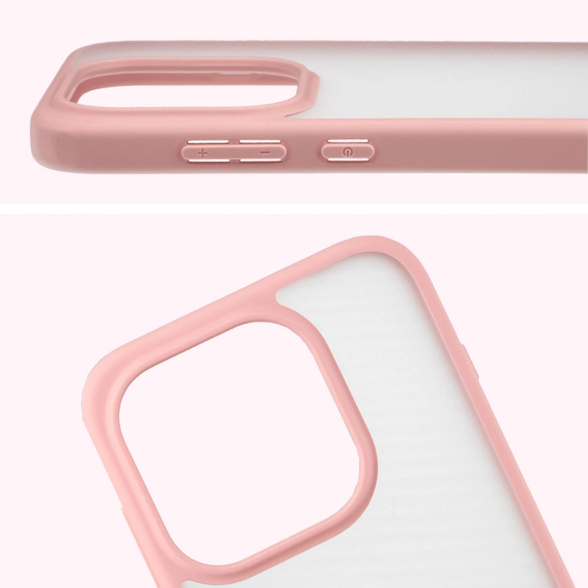 Schutzhülle + gehärtetem Glas für OnePlus 15, Bizon Angelo Pack, Semitransparent mit hellrosem Rahmen