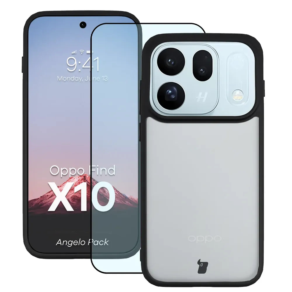 Schutzhülle + gehärtetem Glas für OPPO Find X10, Bizon Angelo Pack, Getönte mit schwarzem Rahmen (1/7)