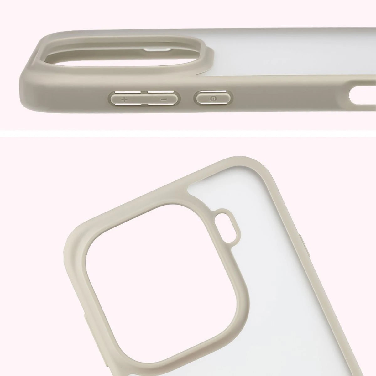 Schutzhülle + gehärtetem Glas für Oppo Find X9 Pro, Bizon Angelo Pack, Semitransparent mit beigem Rahmen