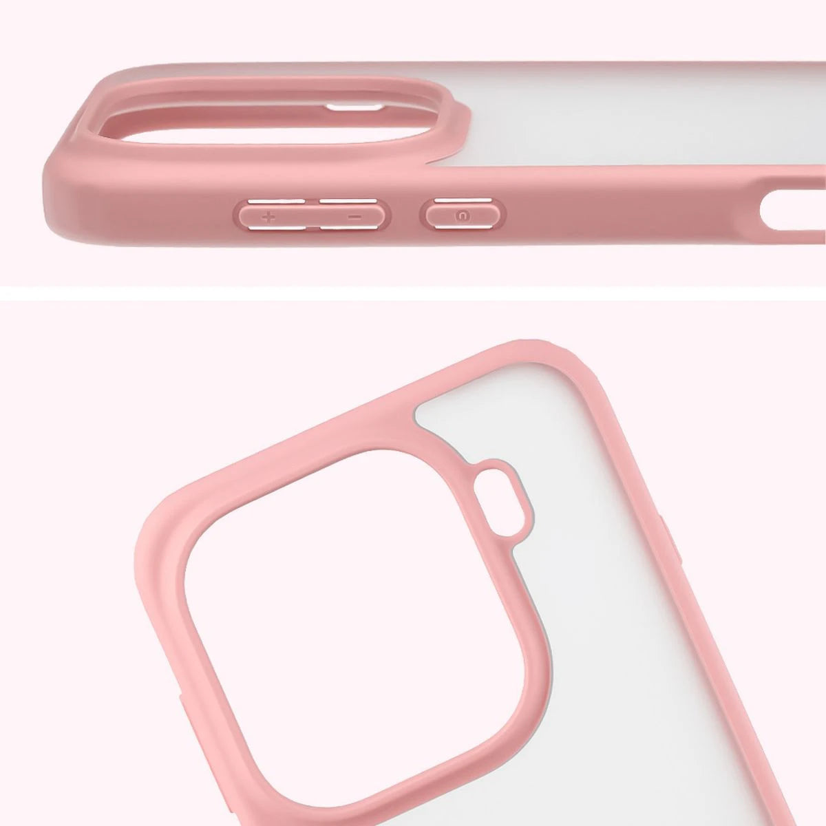Schutzhülle + gehärtetem Glas für Oppo Find X9 Pro, Bizon Angelo Pack, Semitransparent mit hellrosem Rahmen
