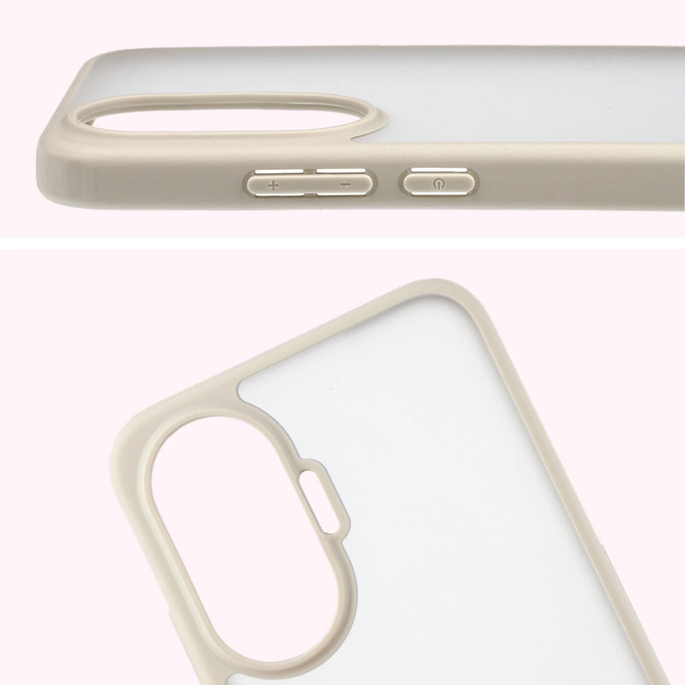 Schutzhülle + gehärtetem Glas Bizon Angelo Pack für Xiaomi POCO F7, Semitransparent mit beigem Rahmen