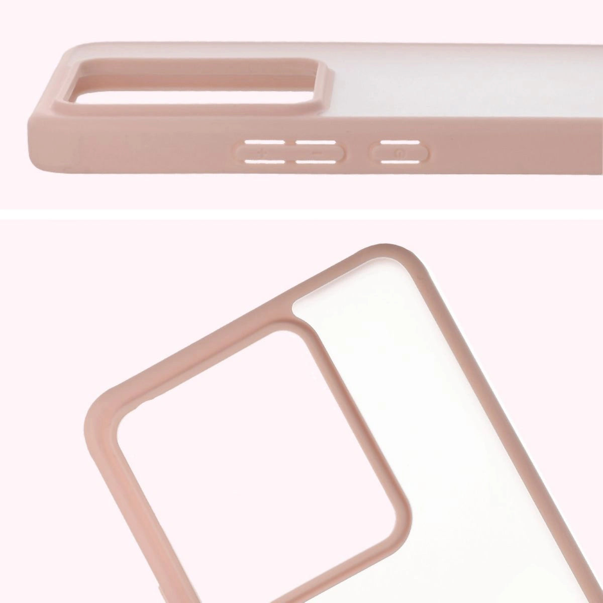 Schutzhülle + gehärtetem Glas Bizon Angelo Pack für Realme GT 7 / 7T, Semitransparent mit rosem Rahmen