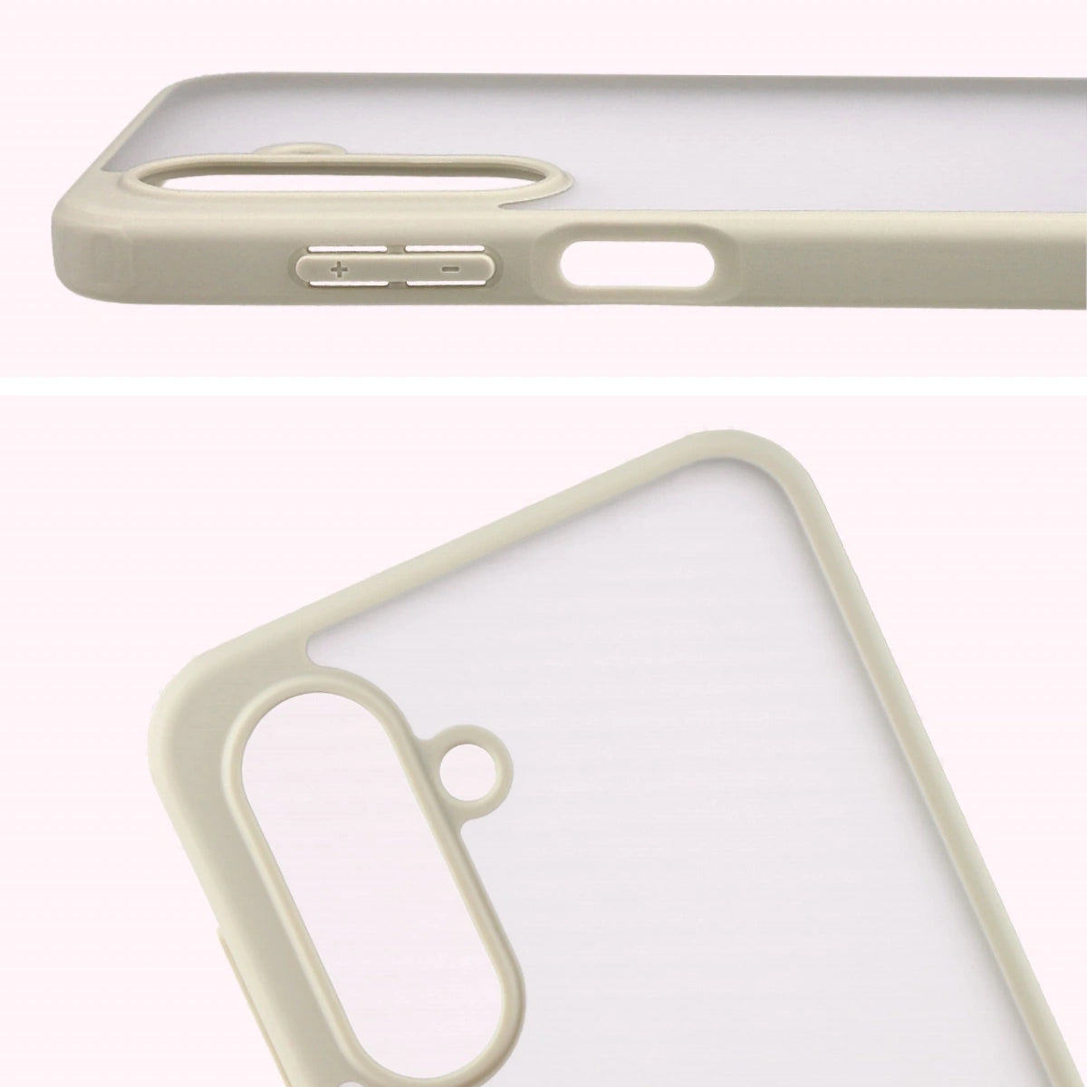 Schutzhülle + gehärtetem Glas für Galaxy A17 5G, Bizon Angelo Pack, Semitransparent mit beigem Rahmen
