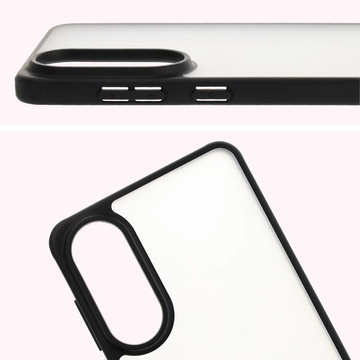 Schutzhülle + gehärtetem Glas Bizon Angelo Pack für Galaxy S25 Edge, Getönte mit schwarzem Rahmen