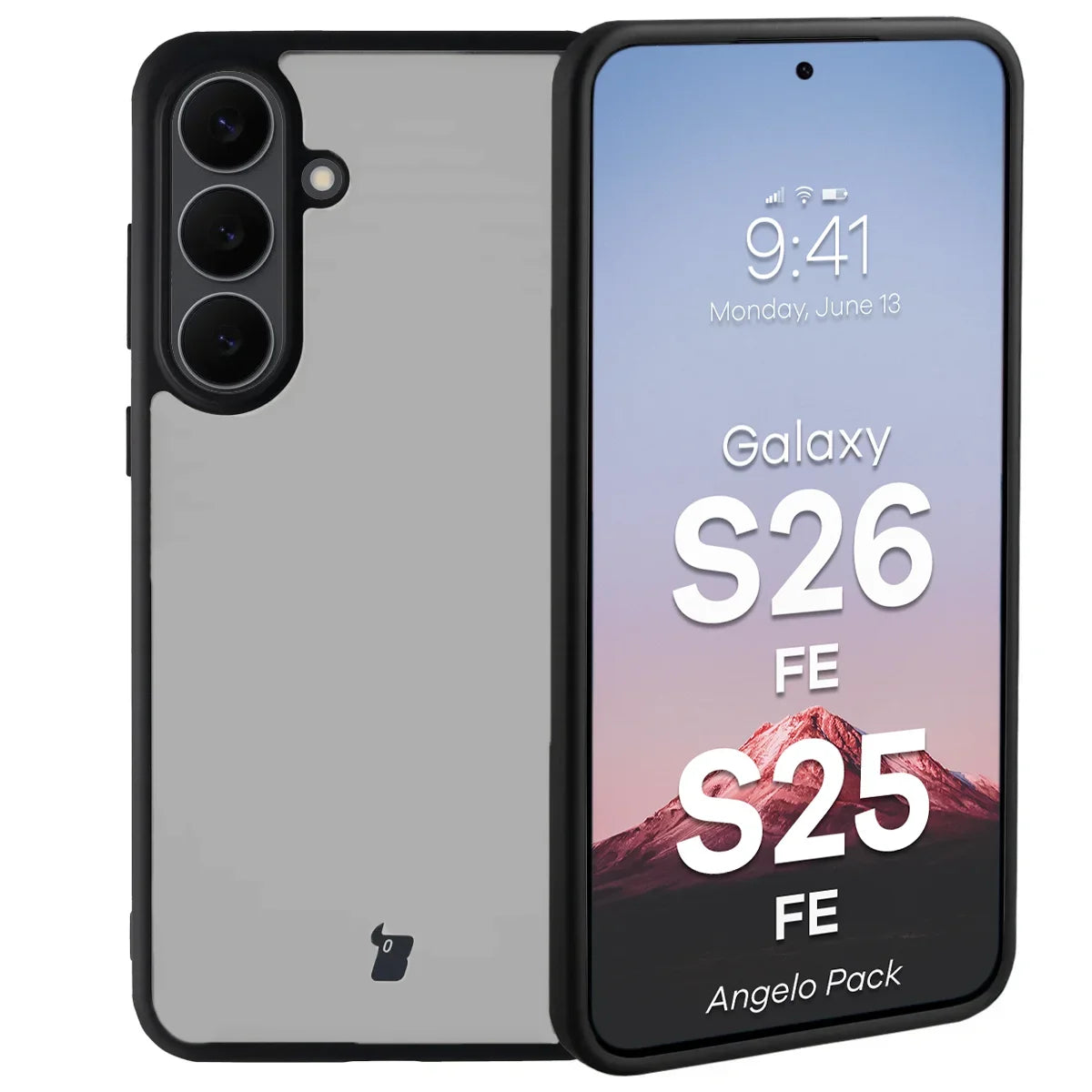 Schutzhülle + gehärtetem Glas für Galaxy S26 FE / S25 FE, Bizon Angelo Pack, Getönte mit schwarzem Rahmen (3/8)
