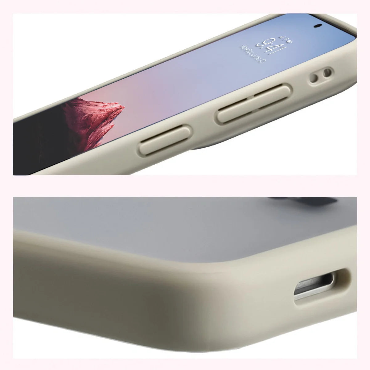 Schutzhülle + gehärtetem Glas für Galaxy S26 Plus, Bizon Angelo Pack, Semitransparent mit beigem Rahmen