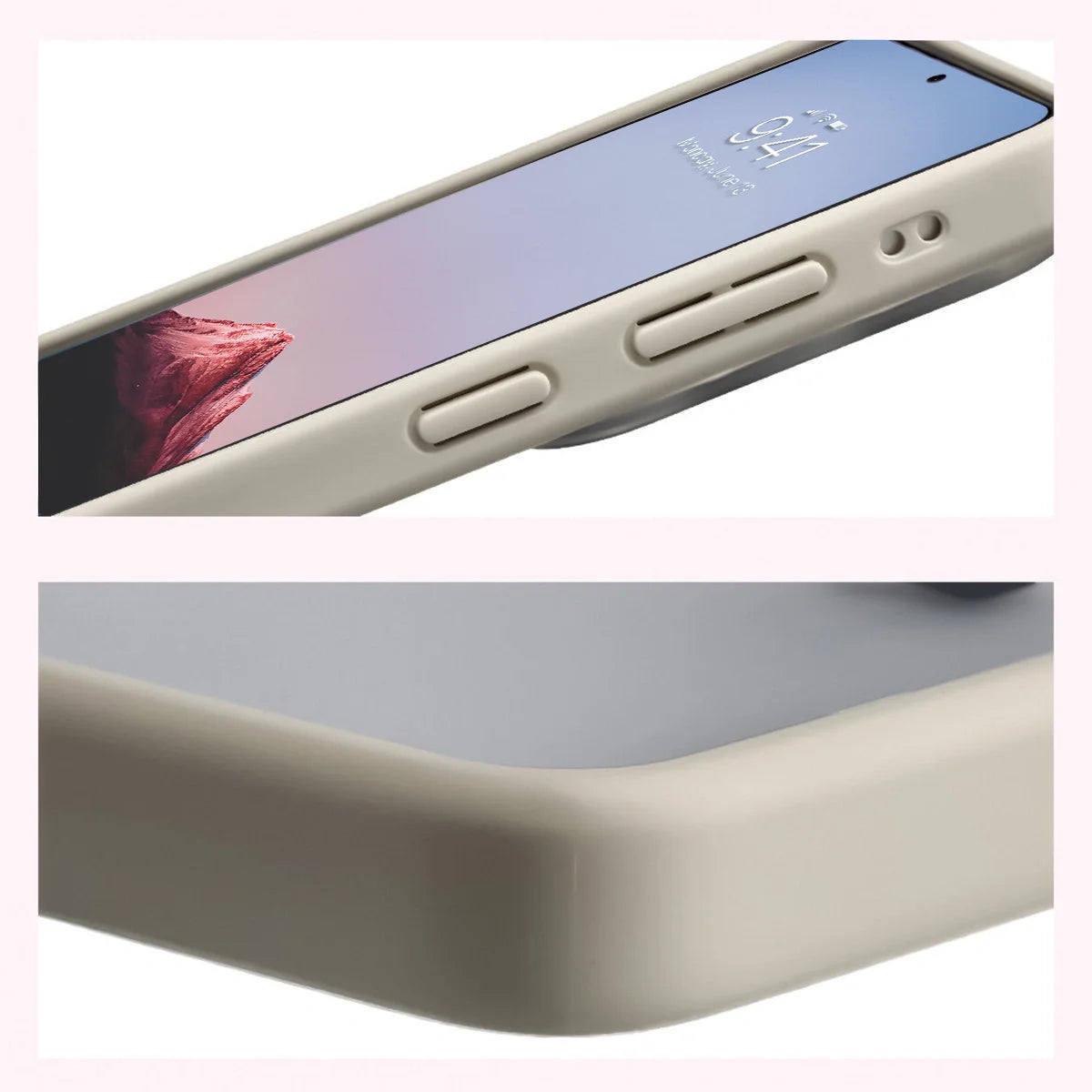 Schutzhülle + gehärtetem Glas für Galaxy S26 Ultra, Bizon Angelo Pack, Semitransparent mit beigem Rahmen