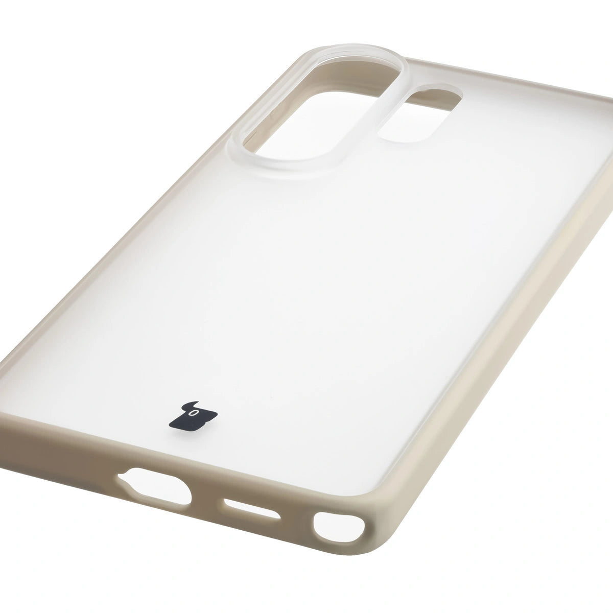 Schutzhülle + gehärtetem Glas für Galaxy S26 Ultra, Bizon Angelo Pack, Semitransparent mit beigem Rahmen