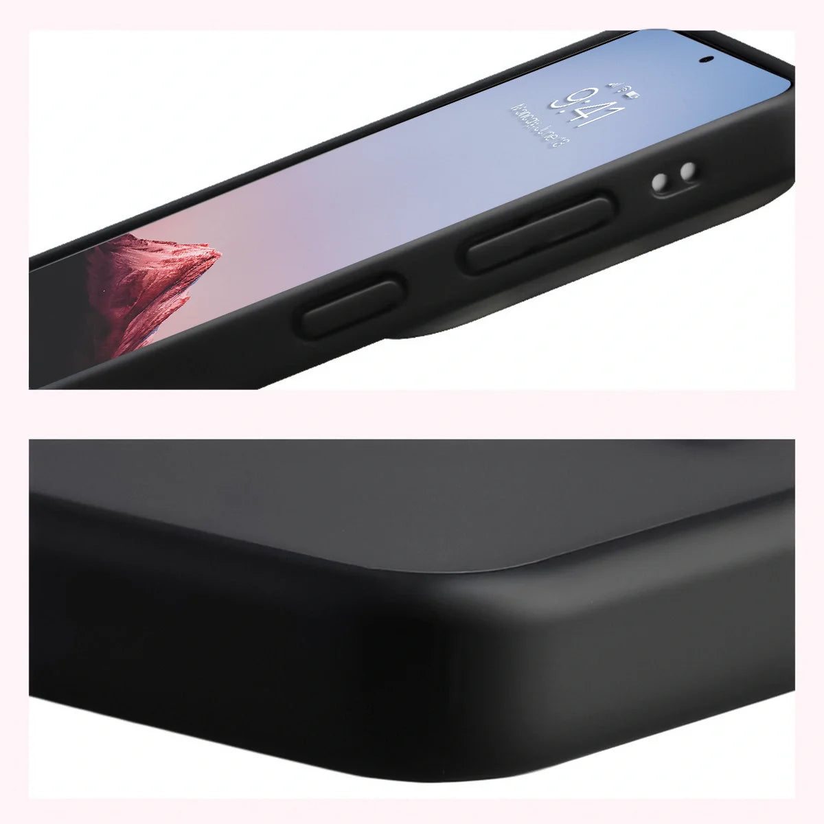 Schutzhülle + gehärtetem Glas Bizon Angelo Pack für Galaxy S26 Ultra, Getönte mit schwarzem Rahmen