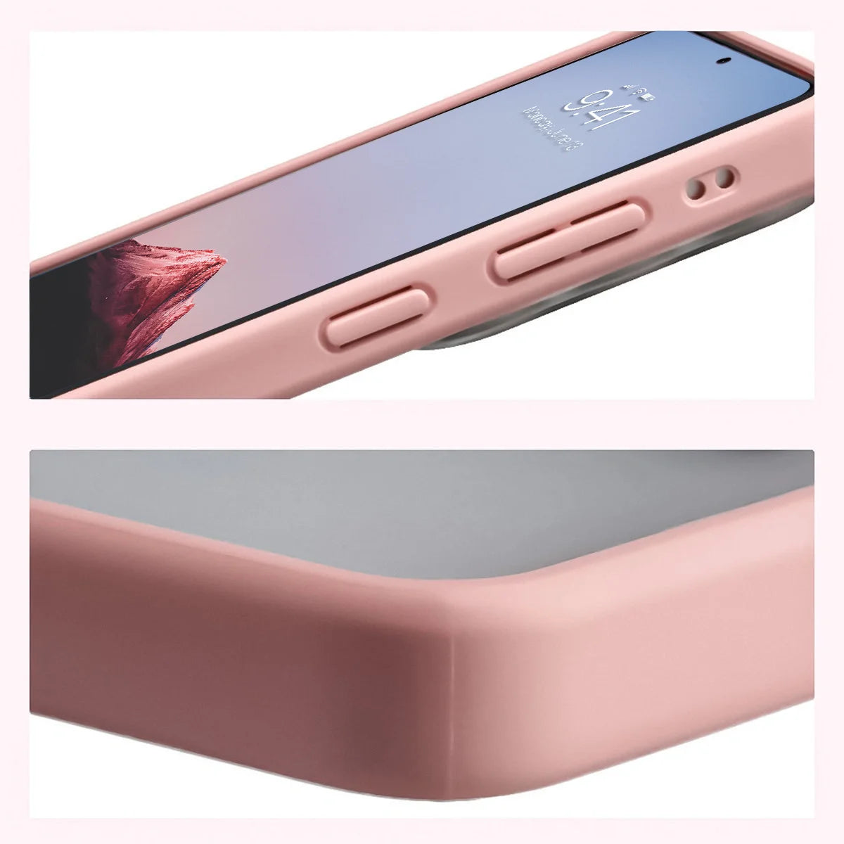 Schutzhülle + gehärtetem Glas für Galaxy S26 Ultra, Bizon Angelo Pack, Semitransparent mit hellrosem Rahmen