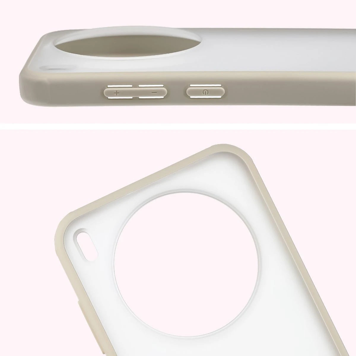 Schutzhülle + gehärtetem Glas für Vivo X300, Bizon Angelo Pack, Semitransparent mit beigem Rahmen