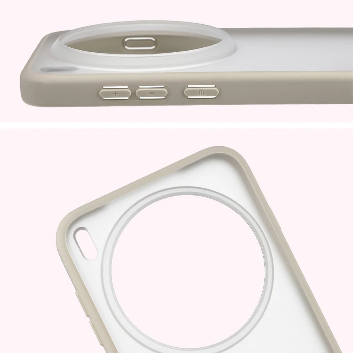 Schutzhülle + gehärtetem Glas für Vivo X300 Pro, Bizon Angelo Pack, Semitransparent mit beigem Rahmen