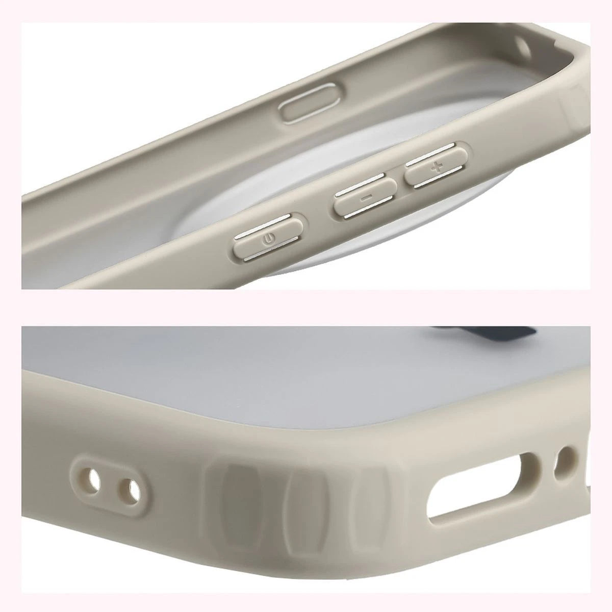 Schutzhülle + gehärtetem Glas für Vivo X300 Pro, Bizon Angelo Pack, Semitransparent mit beigem Rahmen