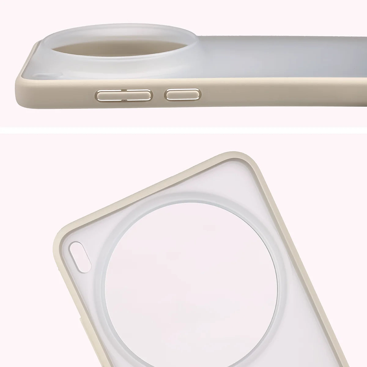 Schutzhülle + gehärtetem Glas für Vivo X300 Ultra, Bizon Angelo Pack, Semitransparent mit beigem Rahmen