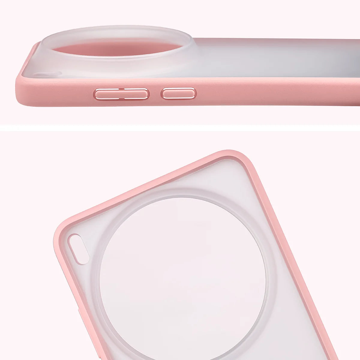 Schutzhülle + gehärtetem Glas Bizon Angelo Pack für Vivo X300 Ultra, Semitransparent mit hellrosem Rahmen