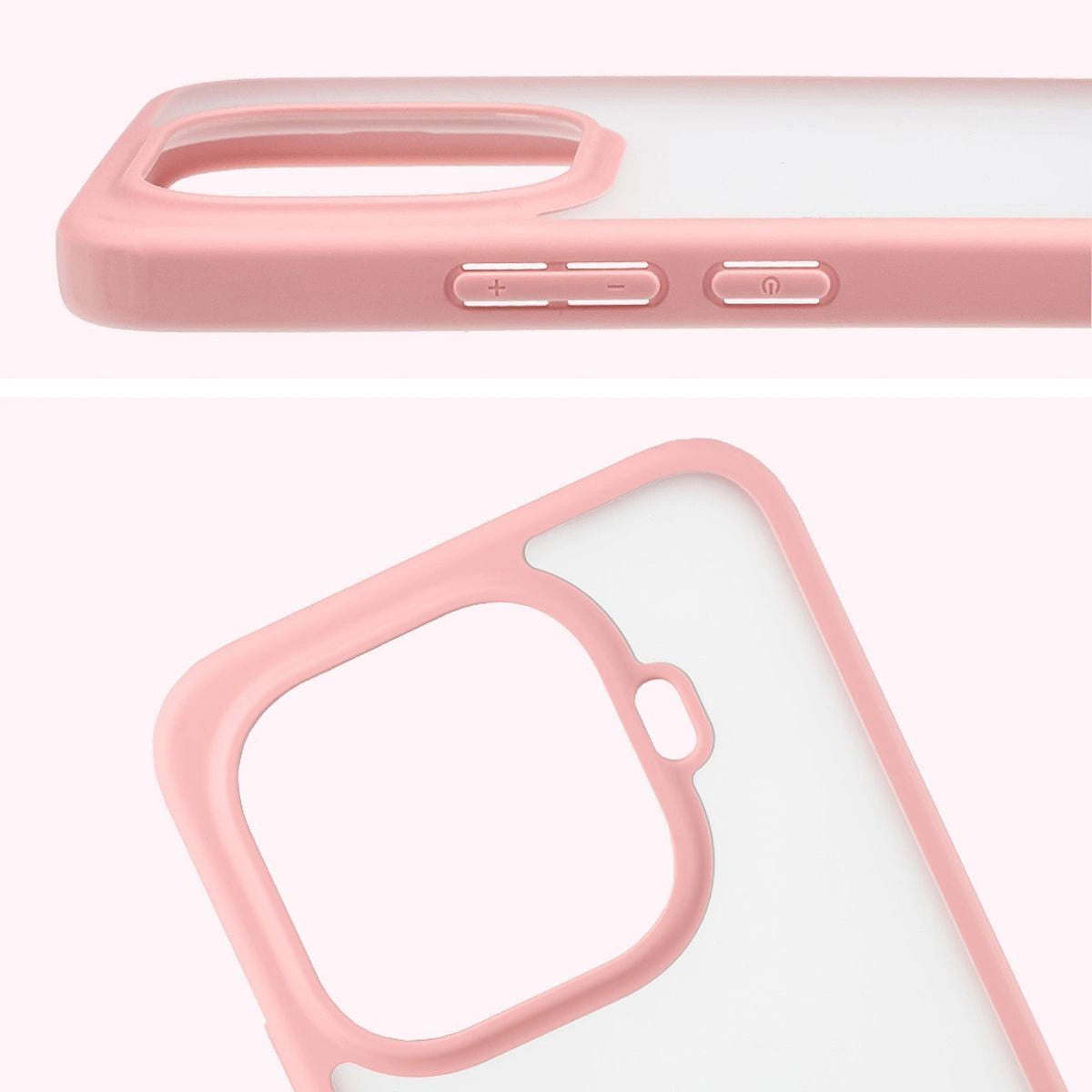 Schutzhülle + gehärtetem Glas für Xiaomi 15T Pro, Bizon Angelo Pack, Semitransparent mit hellrosem Rahmen