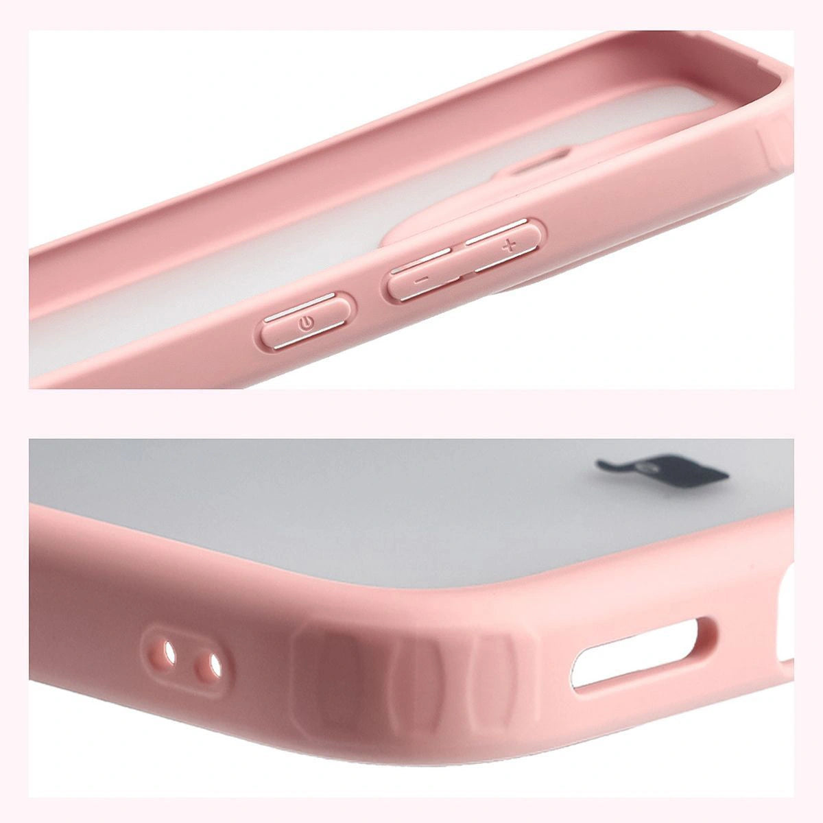 Schutzhülle + gehärtetem Glas für Xiaomi 15T Pro, Bizon Angelo Pack, Semitransparent mit hellrosem Rahmen