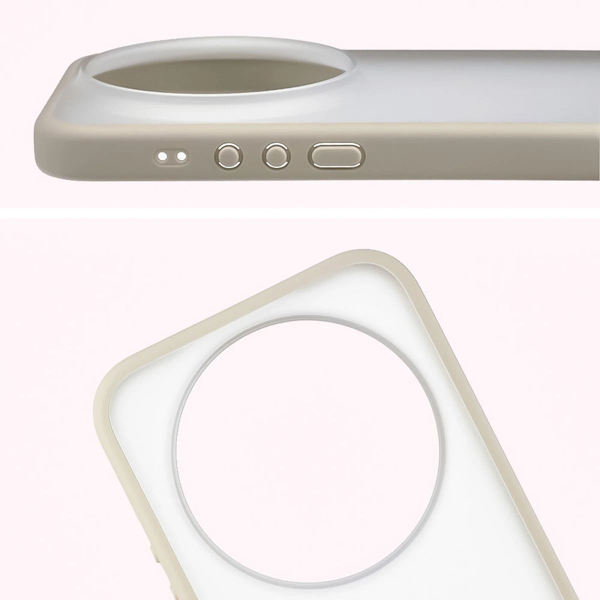 Schutzhülle + gehärtetem Glas Bizon Angelo Pack für Xiaomi 17 Ultra, Semitransparent mit beigem Rahmen