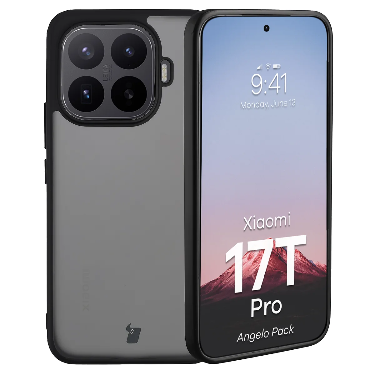 Schutzhülle + gehärtetem Glas für Xiaomi 17T Pro, Bizon Angelo Pack, Getönte mit schwarzem Rahmen