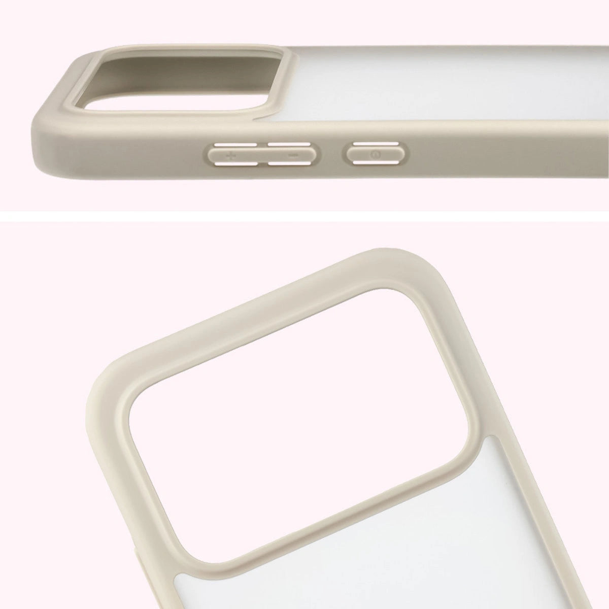 Schutzhülle + gehärtetem Glas für Xiaomi POCO F8 Pro, Bizon Angelo Pack, Semitransparent mit beigem Rahmen