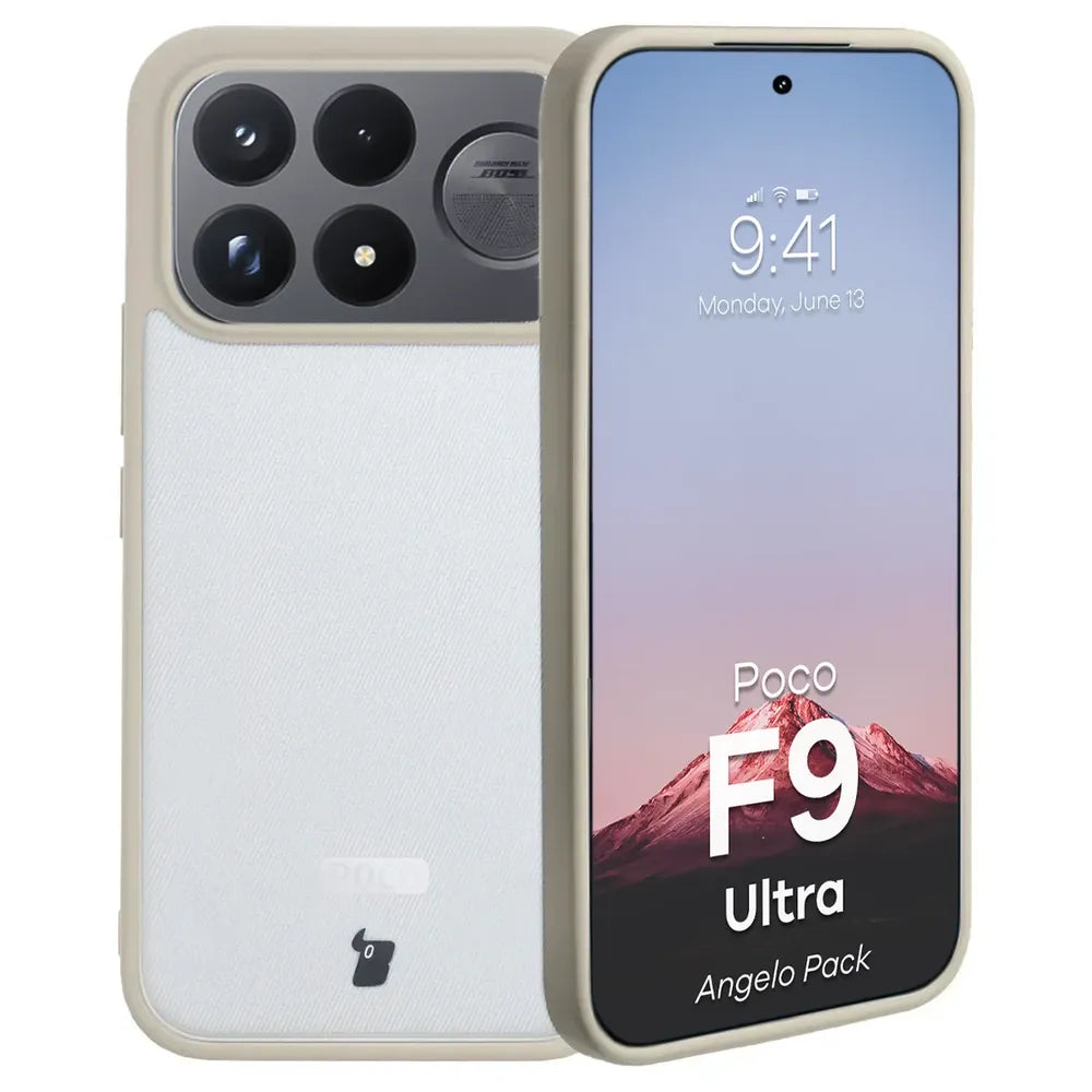 Schutzhülle + gehärtetem Glas für Xiaomi POCO F9 Ultra, Bizon Angelo Pack, Semitransparent mit beigem Rahmen (3/8)