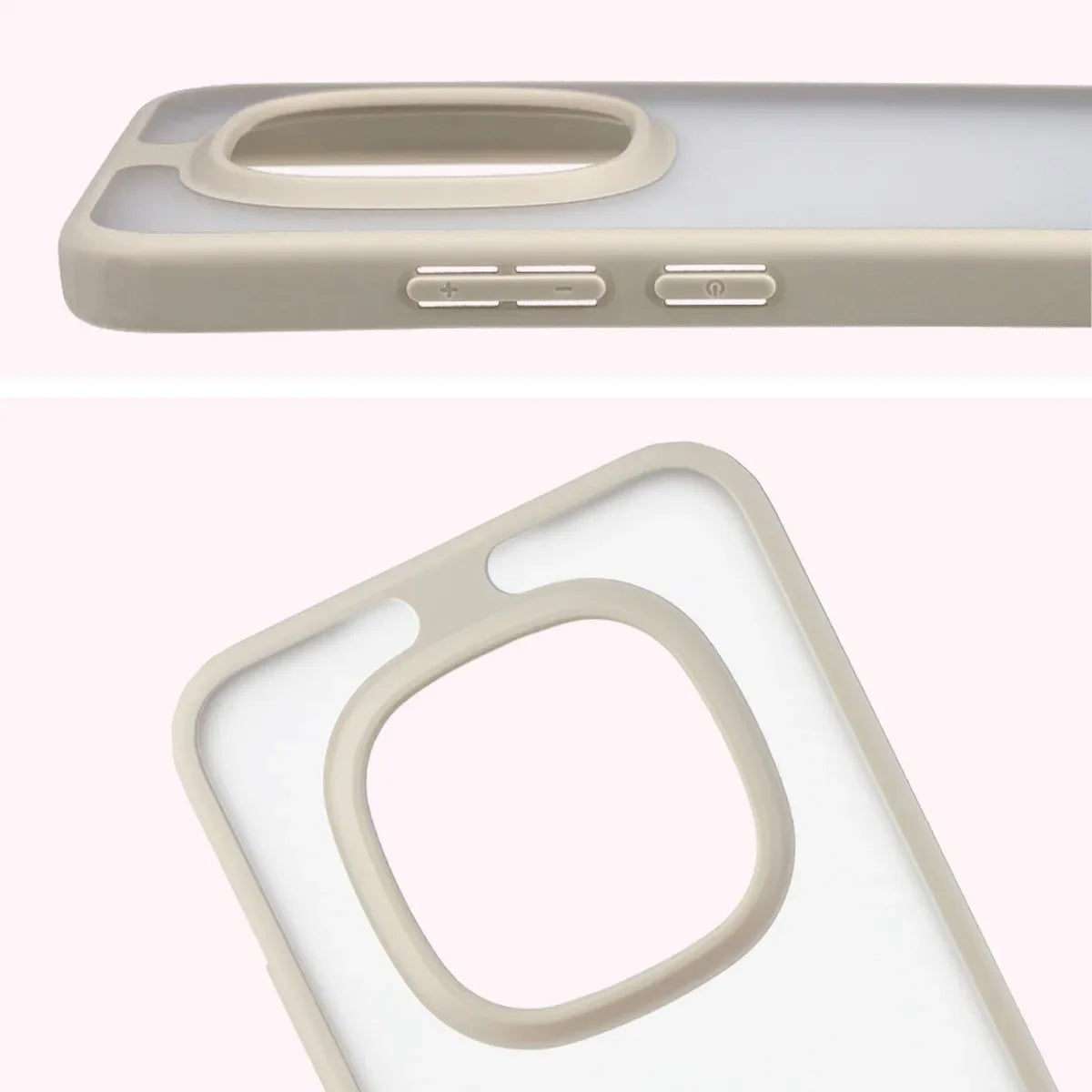Schutzhülle + gehärtetem Glas für Xiaomi Redmi Note 15 Pro 5G, Bizon Angelo Pack, Semitransparent mit beigem Rahmen